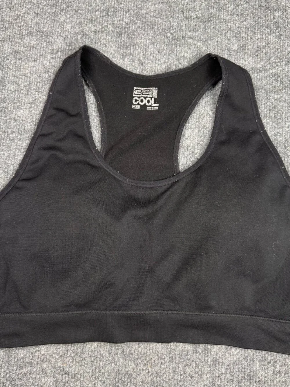 32 Degrees Cool Black Sports Bra XL Seamless Racerback Removable Cups Lint
